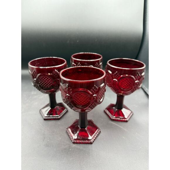 Vintage Avon Ruby Red 1876 Cape Cod Wine Goblets – Set of 4 - Picture 2 of 8